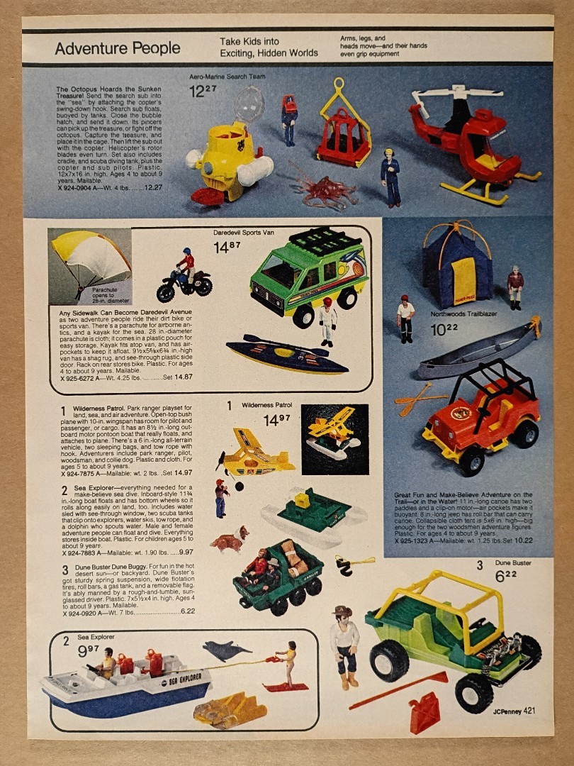 Fisher-Price Adventure People Sea Explorer Dunebuster Jeep 1979 catalog ad page