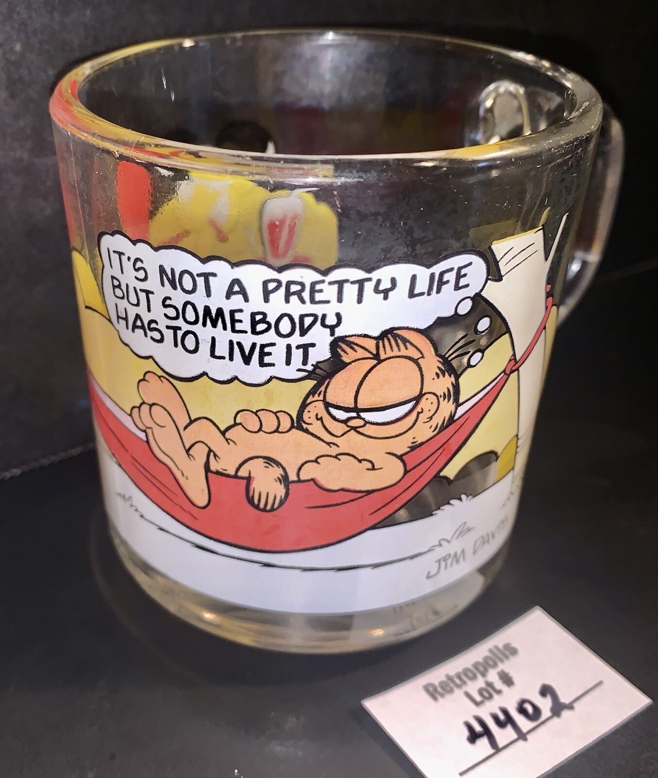 Vintage 1978 Garfield Hammock Glass Mug Cup McDonalds Jim Davis