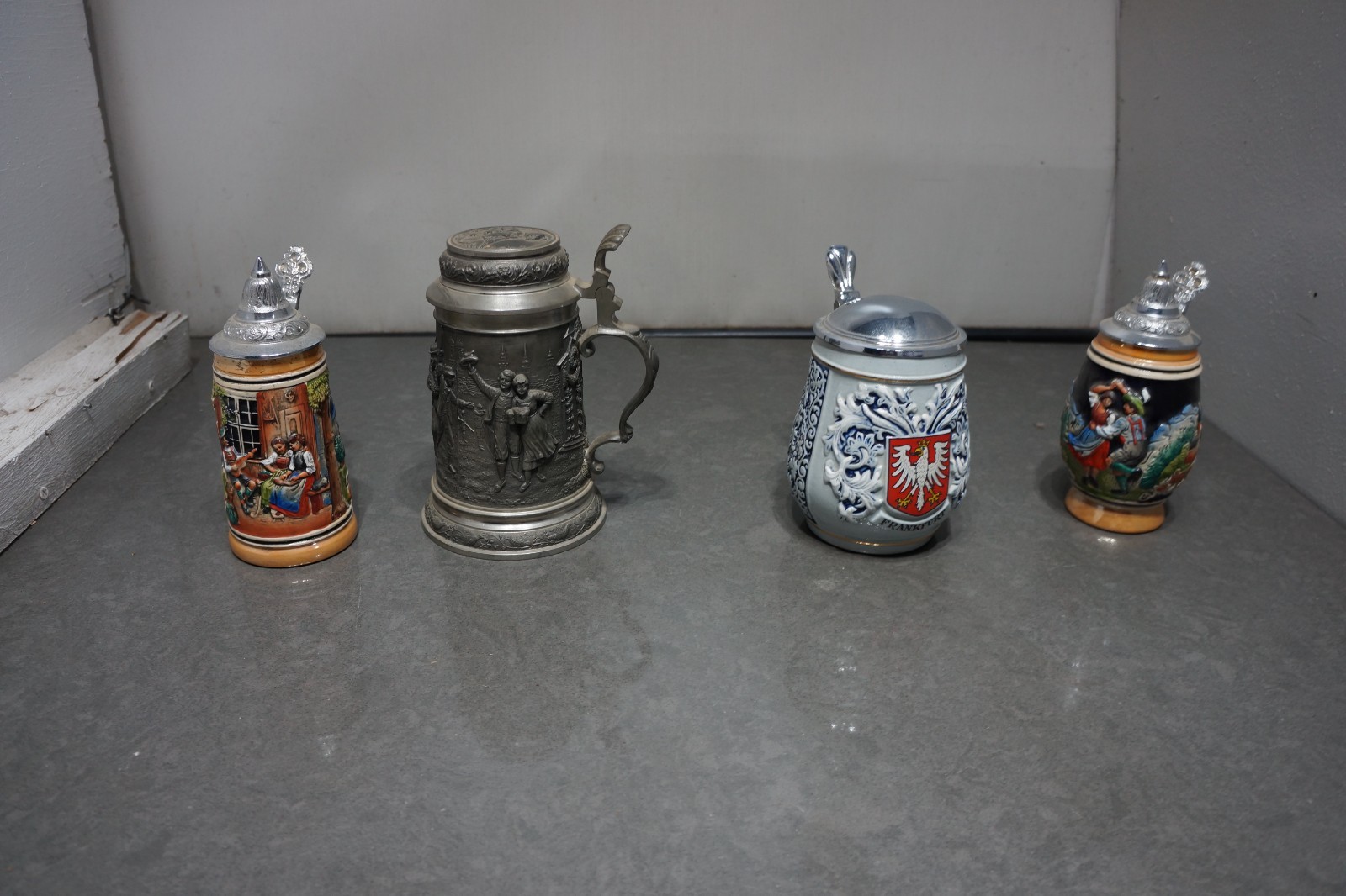1920's Germany Bavarian Pewter Beer Stein Relief Party Hunting and more job lot