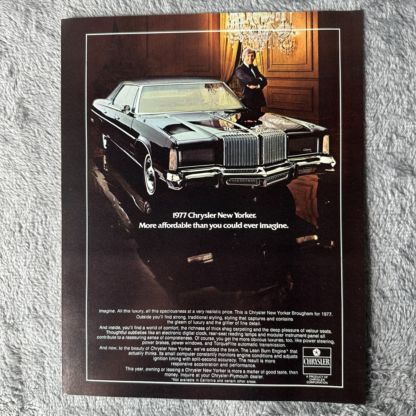 1977 Chrysler New Yorker Brougham Vintage Mopar Car Print Ad Luxury Sedan