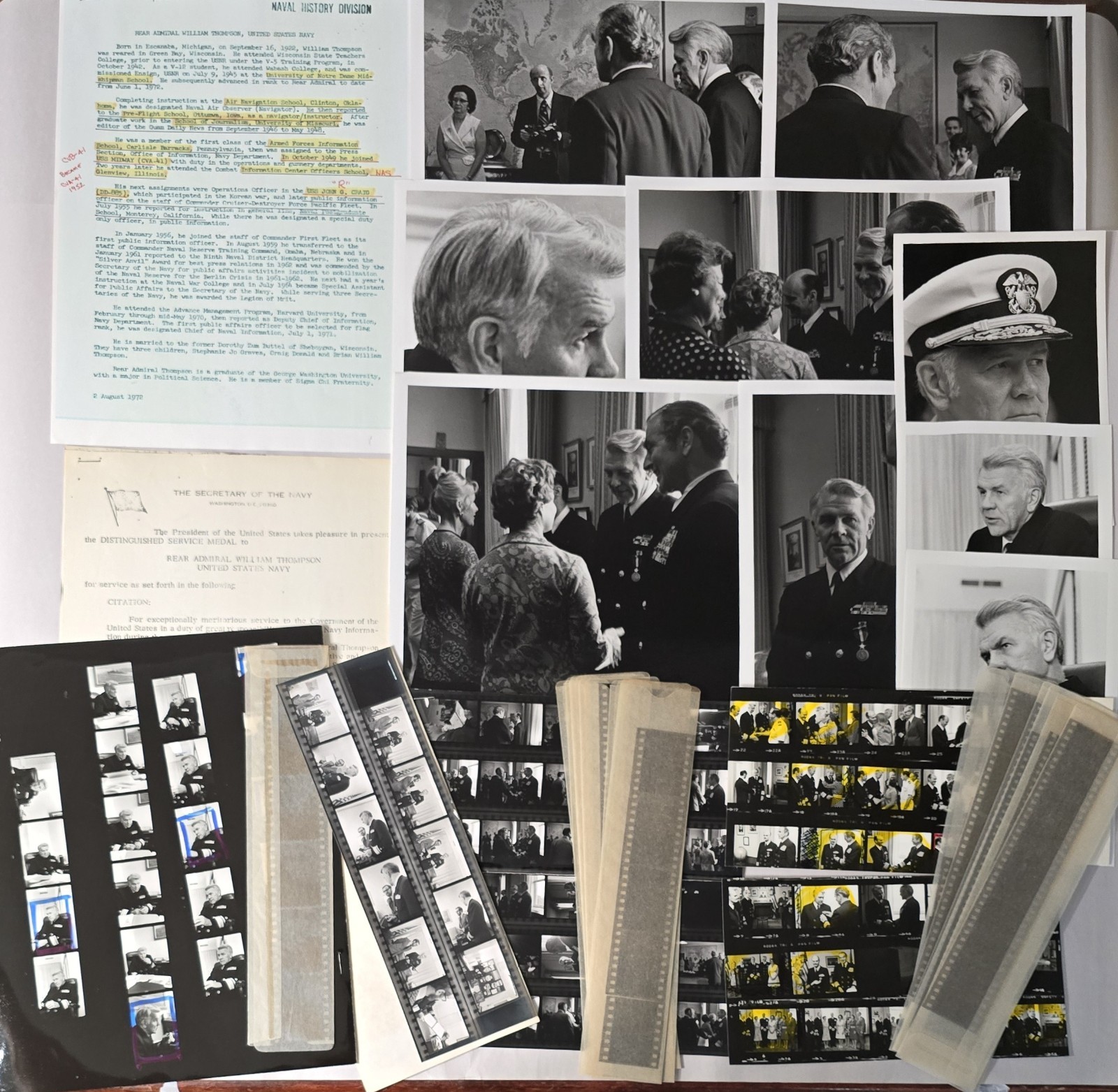 Rear Admiral William Thompson US Navy Photo Archive Negatives Contact Sheets Lot