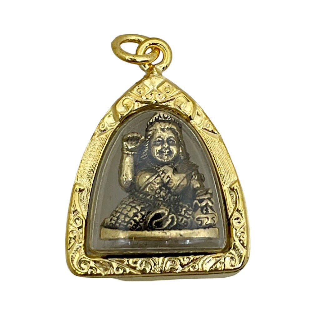 Nang Kwak Goddess Beckoning Money Good Business Amulet Pendant Gold Plated Frame