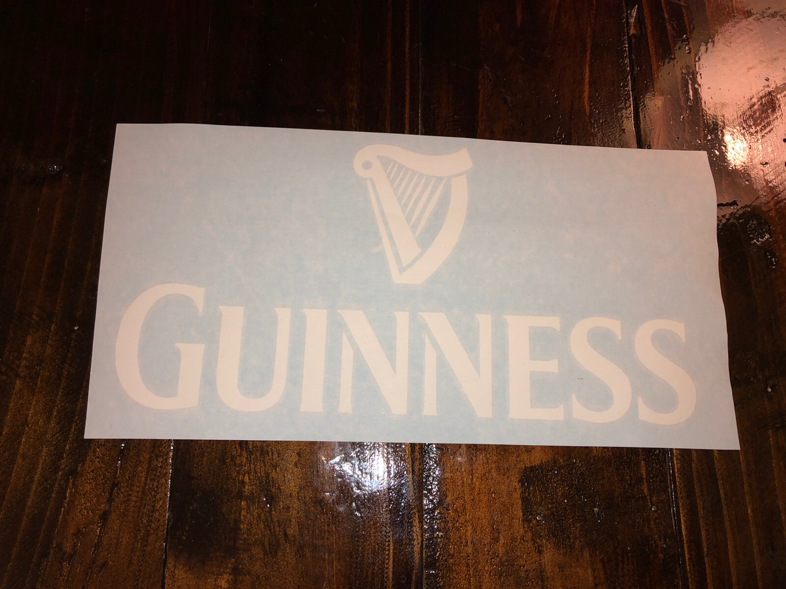 Guinness Stout Vinyl Sticker Decal 12” Gloss White Beer Drink Bar Harp
