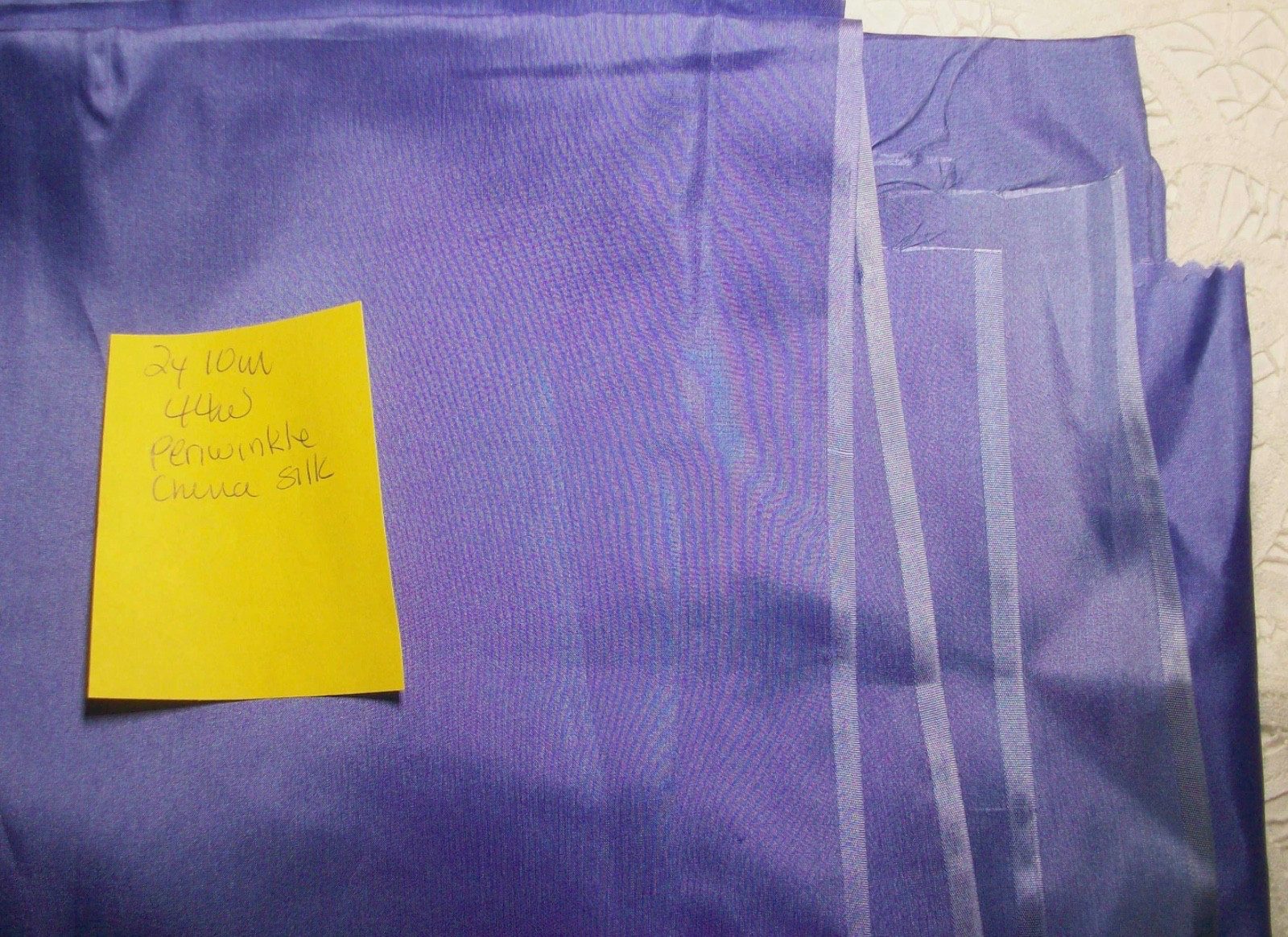 Vintage Periwinkle Purple China Silk Fabric Lingerie Clothing Doll 2 yd 10\