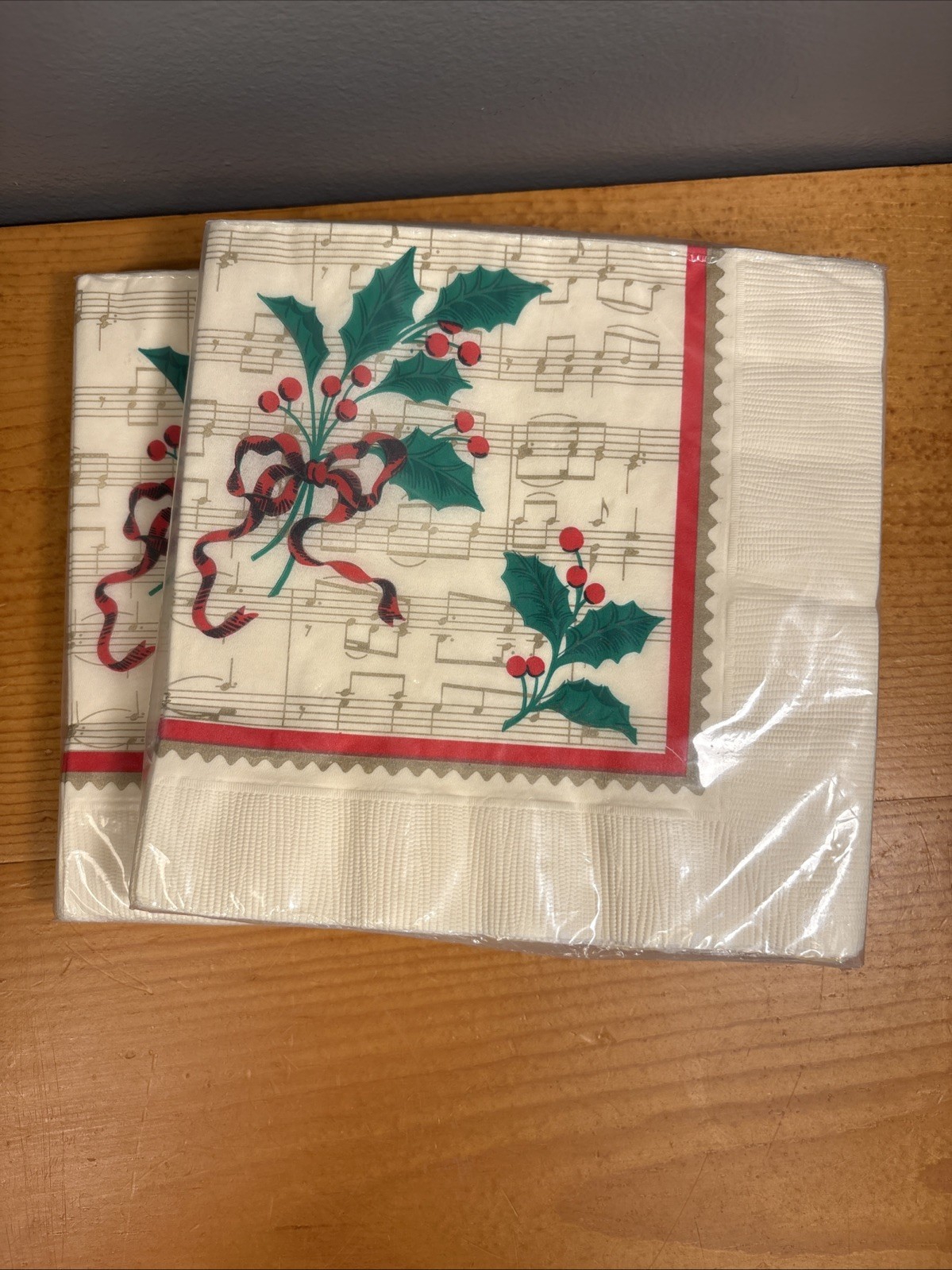 Lot Of 2 VTG Hallmark 3-Ply Paper Dinner Napkins Christmas Musical Notes Holly Lot Of 2 VTG Hallmark 3-Ply Paper Dinner Napkins Christmas Musical Notes Holly