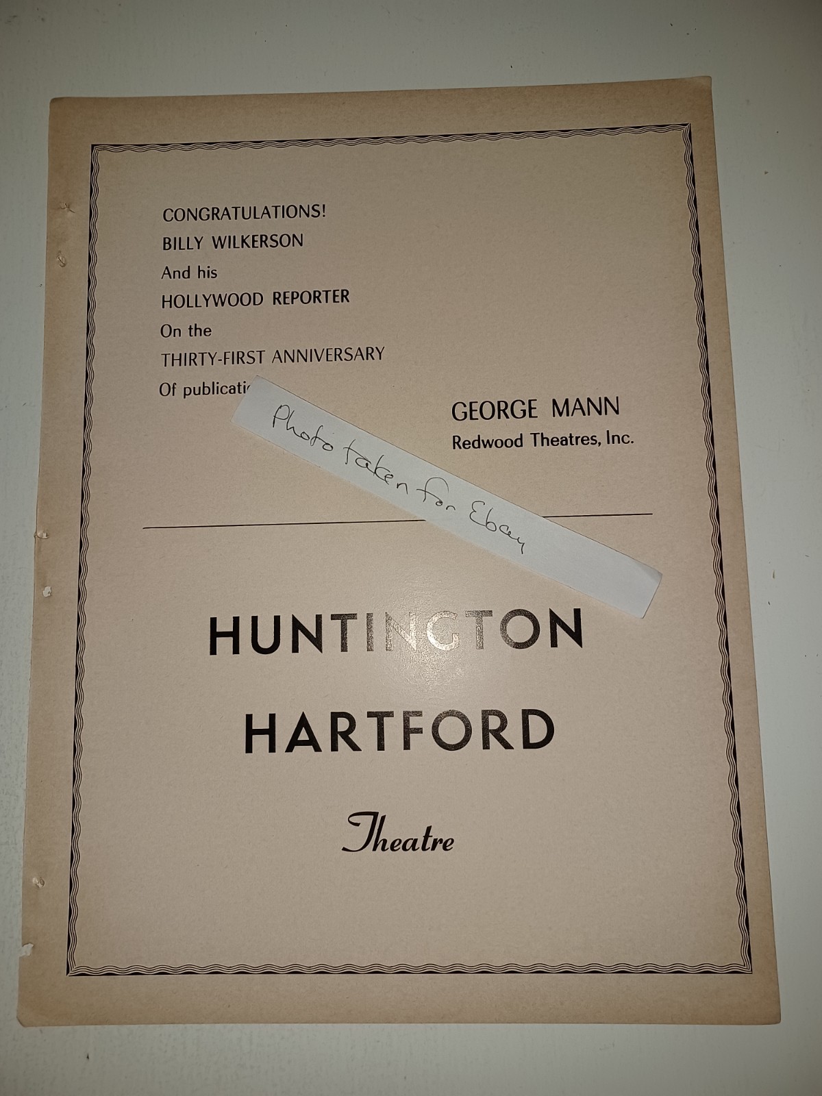 1961 Huntington Hartford Theatre, George Mann 9x12 film industry clipping ad