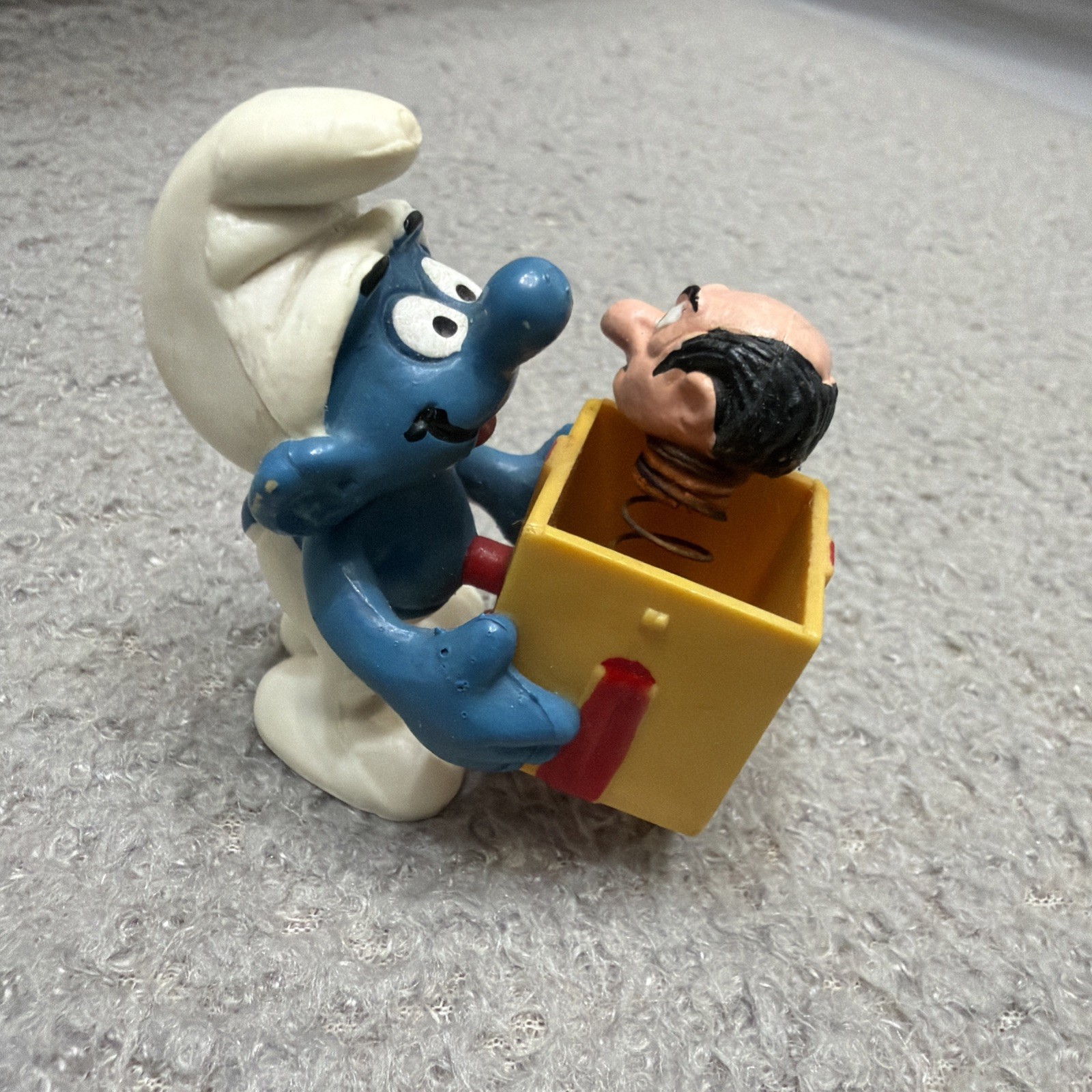 Schleich Jokey Smurf with Trick box Gargamel's Head 40247 Peyo 1983 Rare 