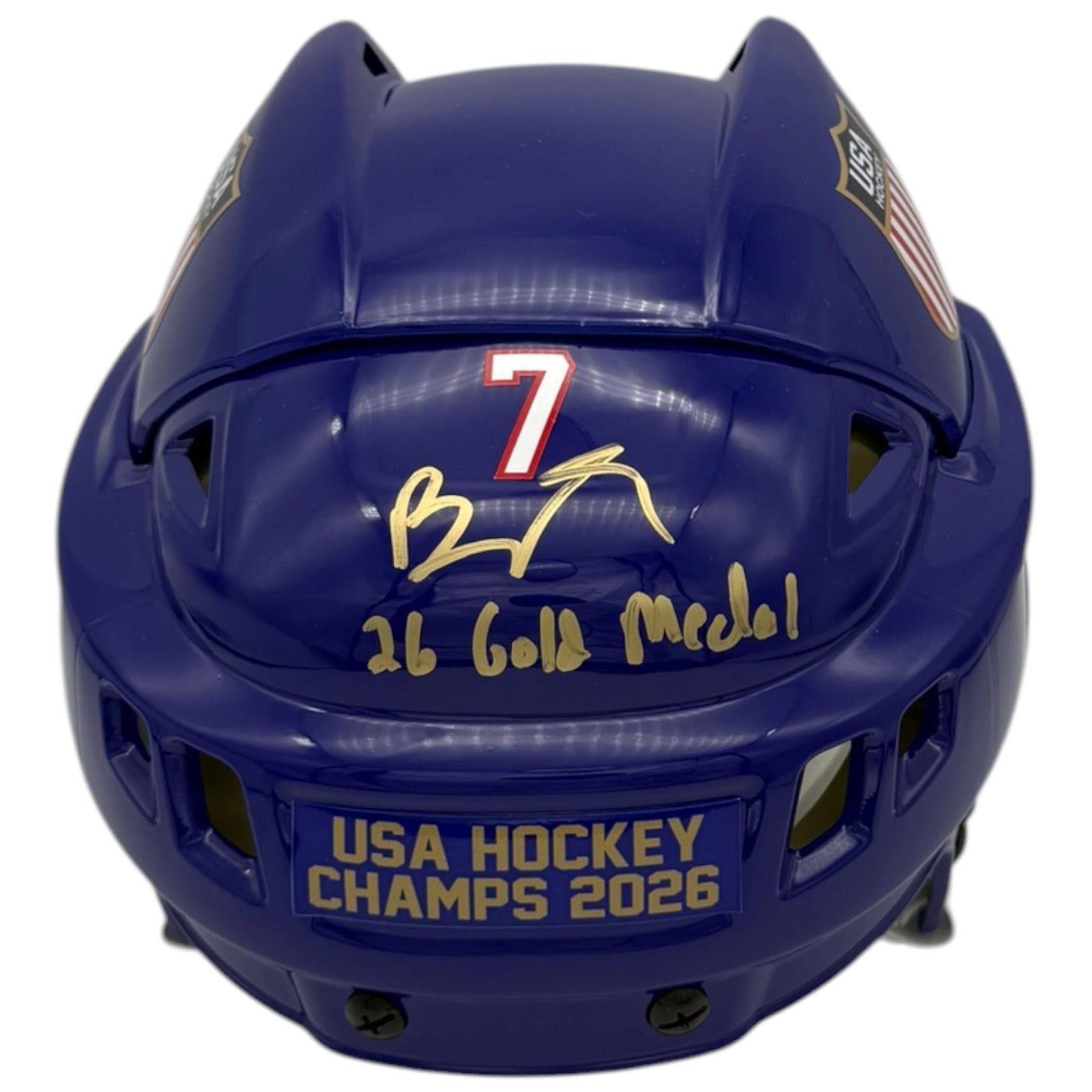 Brady Tkachuk Autographed Team USA Olympics (Blue) Full Size Helmet w/ \