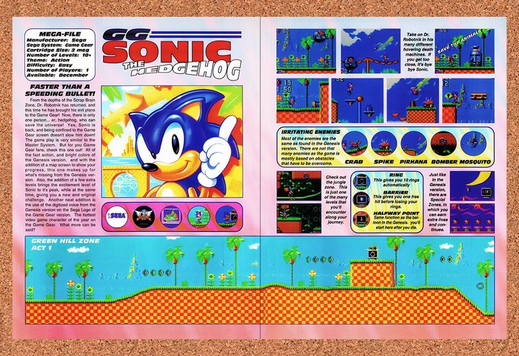 1991 Sonic Genesis Original Advertisement / Retro Promo vr2