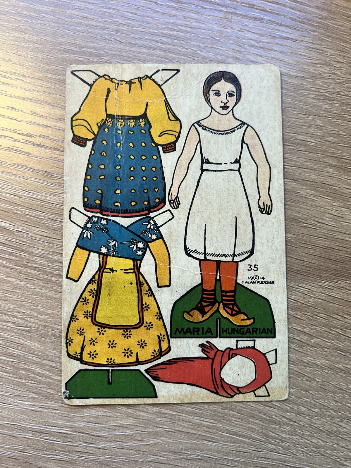 1914 J. Alan Fletcher Postcard #35 Cut Out Paper Doll “Maria Hungarian”