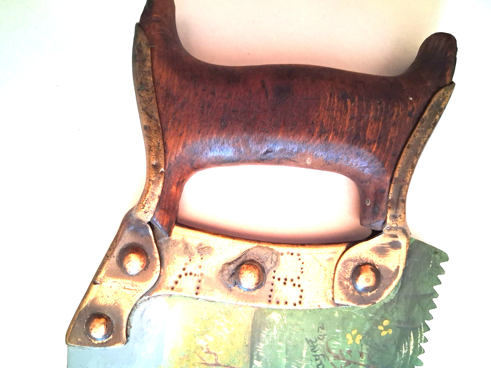 VINTAGE DISSTON D-24, HAND SAW, VERY EARLY WITH COPPER & ROSEWOOD HANDLE