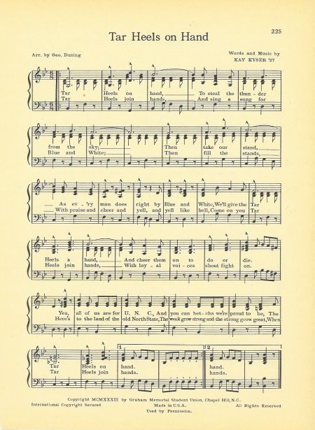 UNIVERSITY OF NORTH CAROLINA Vintage Song Sheet c1941 \