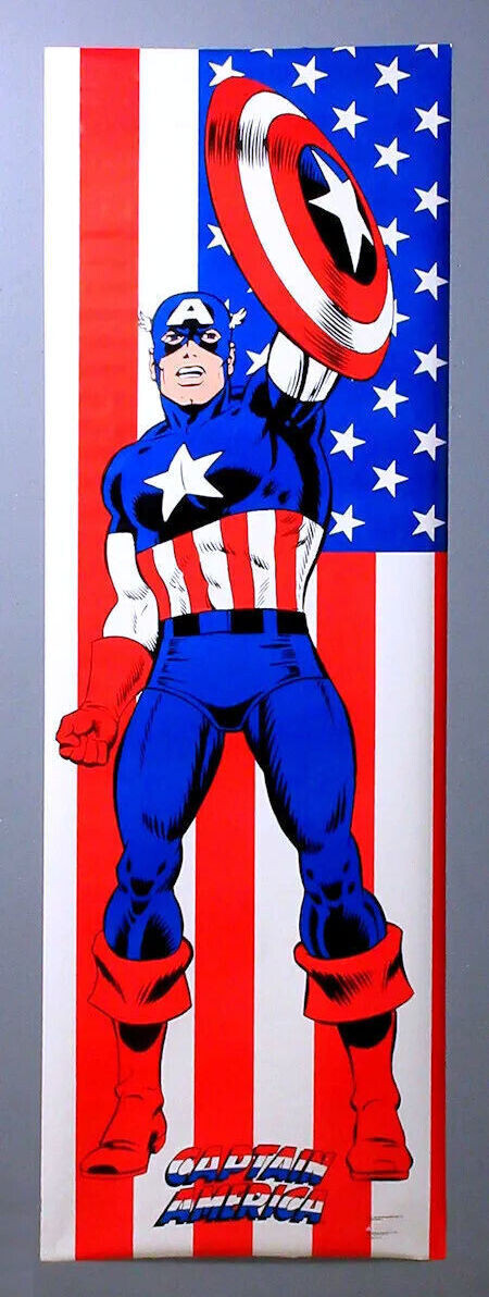 Avengers Captain America DOOR poster, vintage 1991 Marvel Comics 72x24 pin-up 4