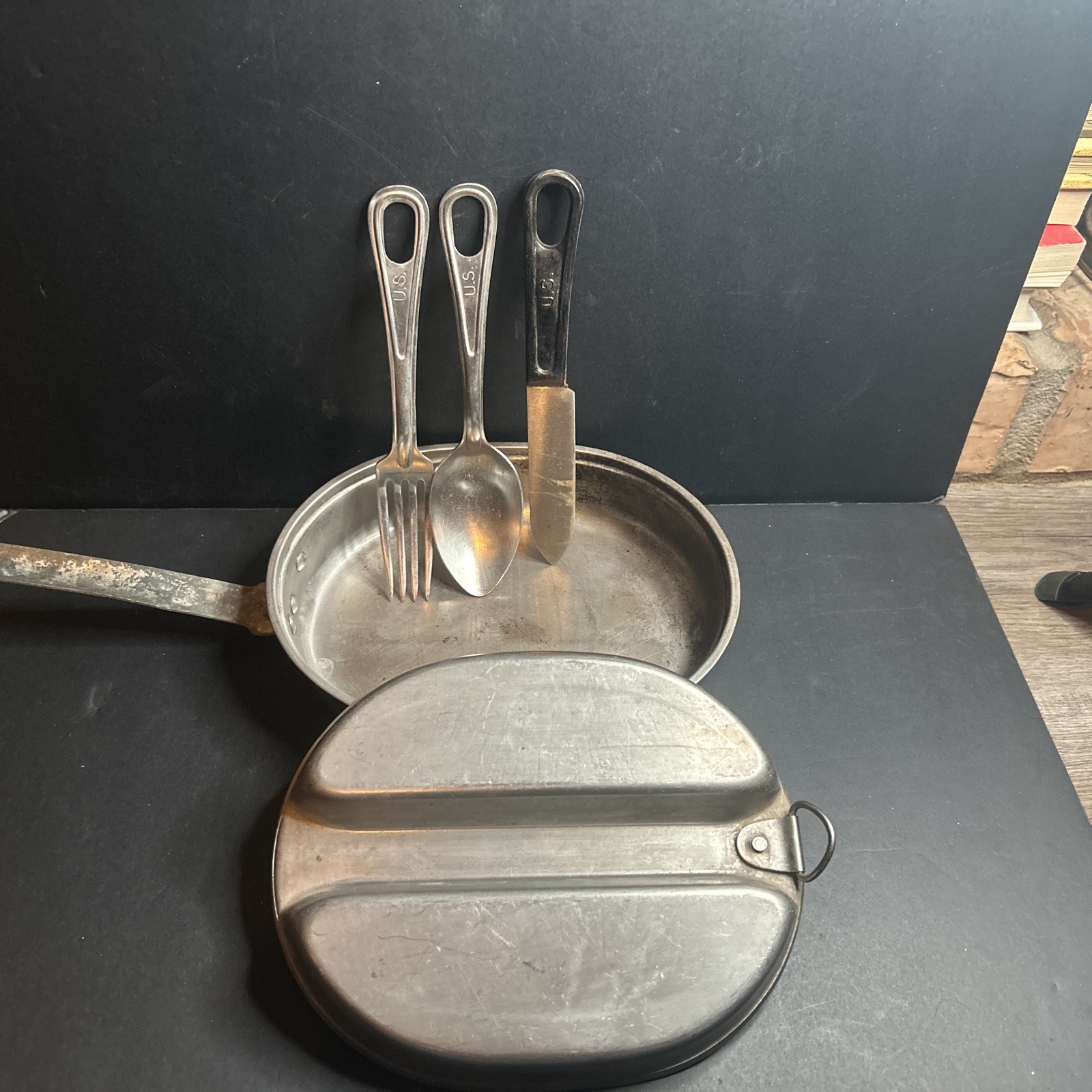 vintage U.S. military stainless steel mess kit