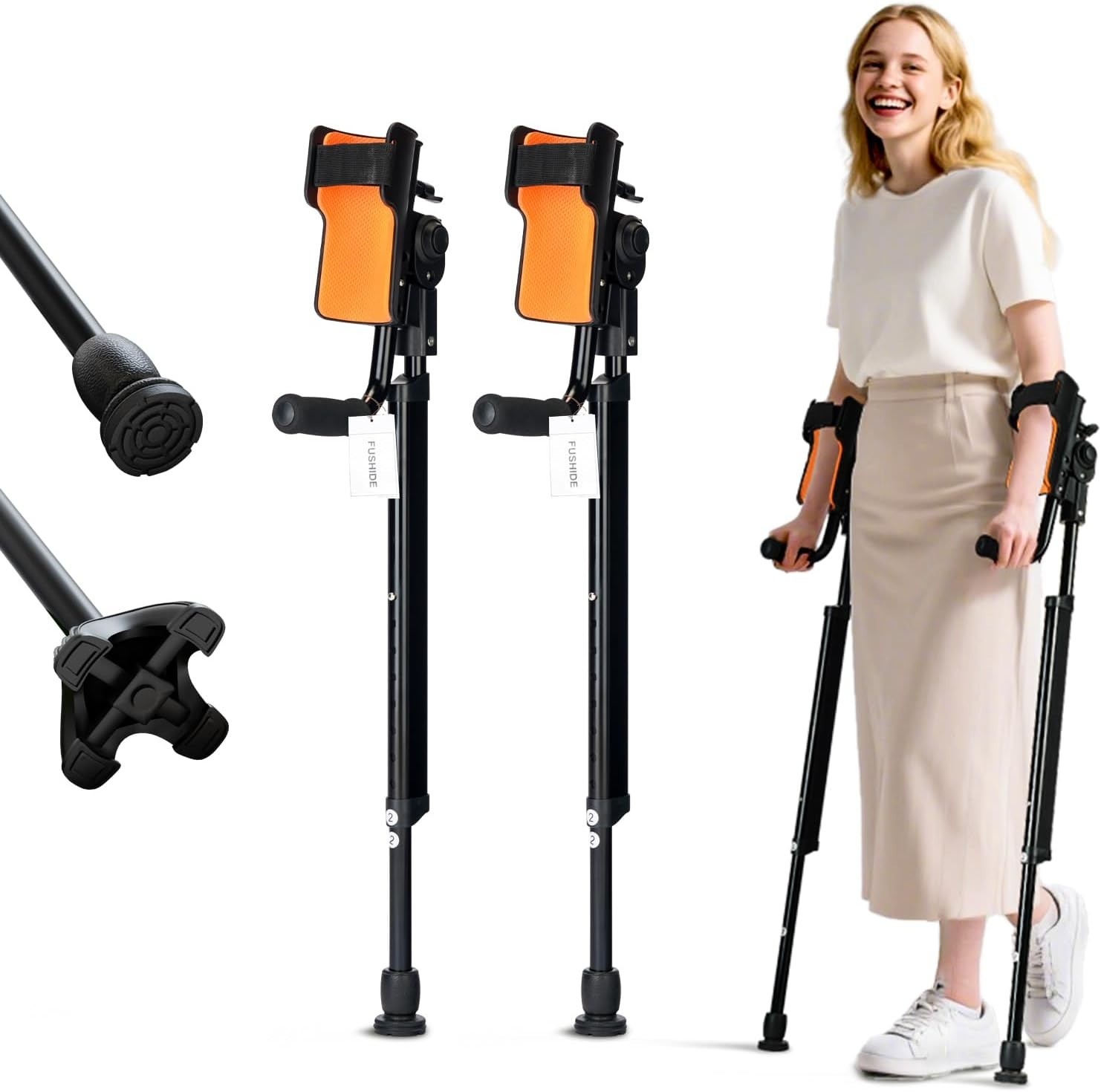 Adjustable Forearm Crutches for Adults–10-Level Height Ergonomic Arm Crutches, A Adjustable Forearm Crutches for Adults–10-Level Height Ergonomic Arm Crutches, A