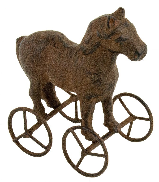 Vintage Style Cast Iron Horse on Wheels Rusti Decorative Figurine-4.5\'\' x 4.5\'\'H