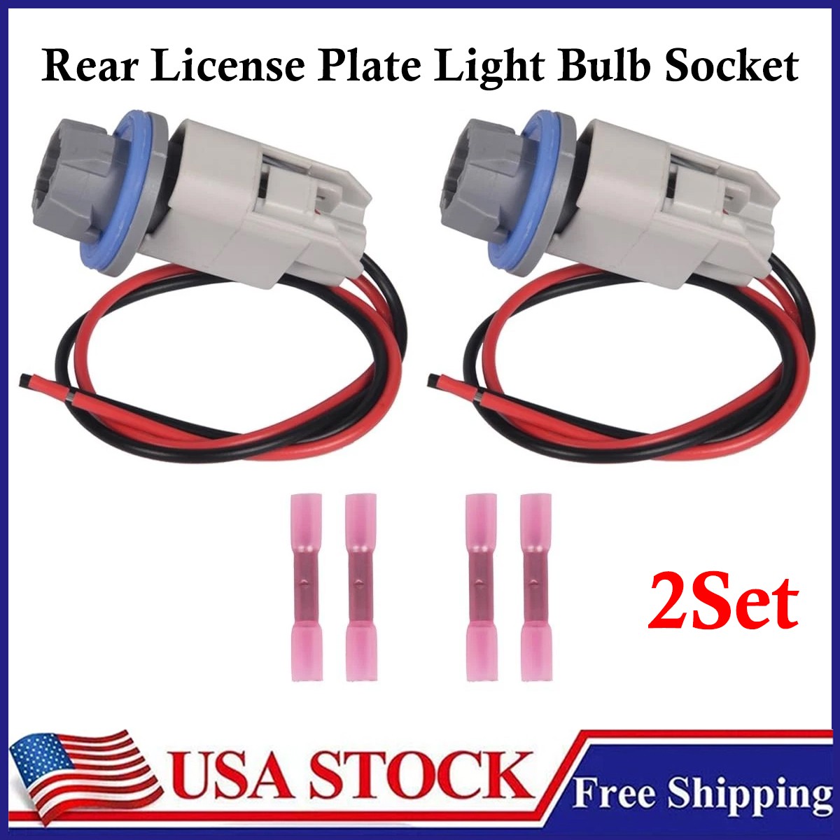 2 Set Rear License Plate Light Bulb Socket Wiring Harness Kit for Ford F-150 2 Set Rear License Plate Light Bulb Socket Wiring Harness Kit for Ford F-150