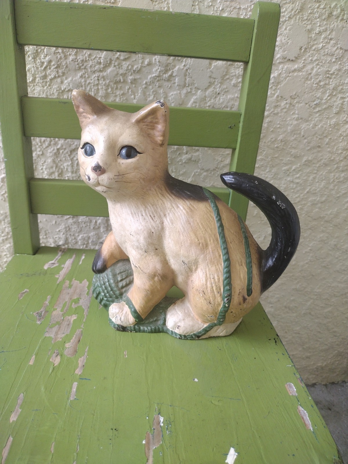 Cast Iron Doorstop Kitten Cat w/ Yarn by Tender Heart Treasures Hand Painted EUC Cast Iron Doorstop Kitten Cat w/ Yarn by Tender Heart Treasures Hand Painted EUC