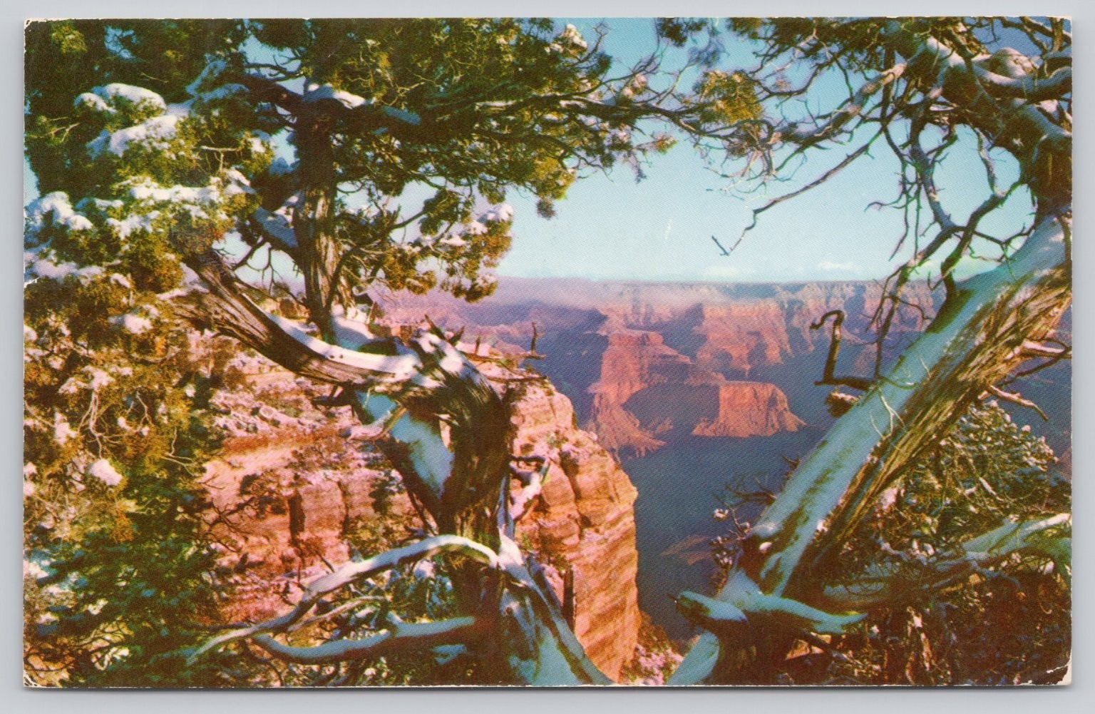 Vintage 1960 Grand Canyon National Park Arizona Winter Snow Postcard