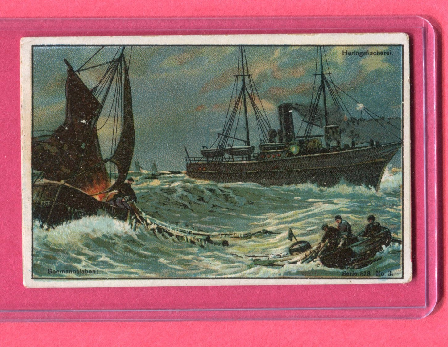 1910 GUTHERMANN\'S COSMOS SOAP ADVERTIZING CARD SERIE 578 #3 FISHERMAN SHIPS
