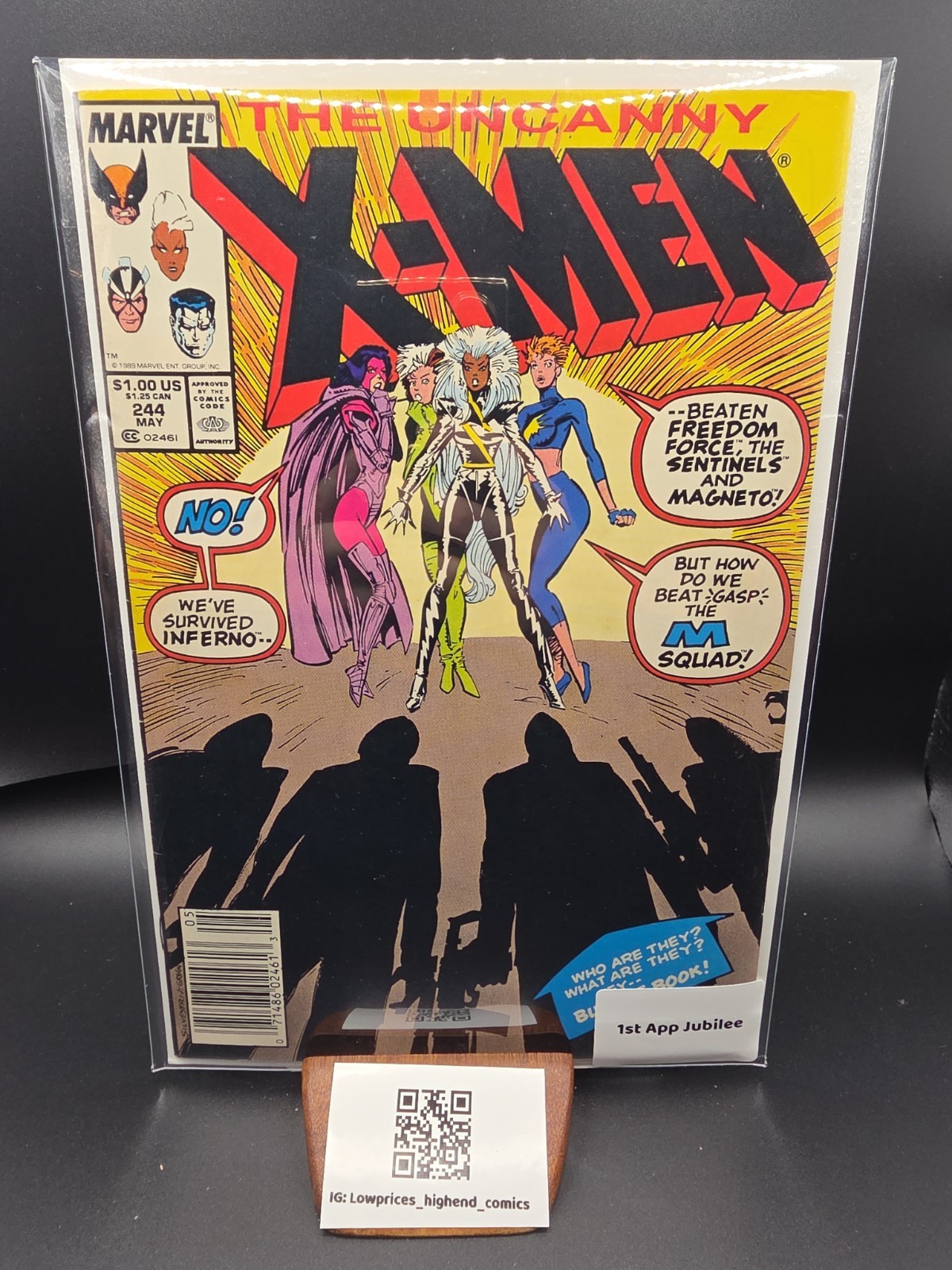 X-men 244 High Grade 8.5 Marvel 1989 1st Appearance Jubilee Key Newsstand 