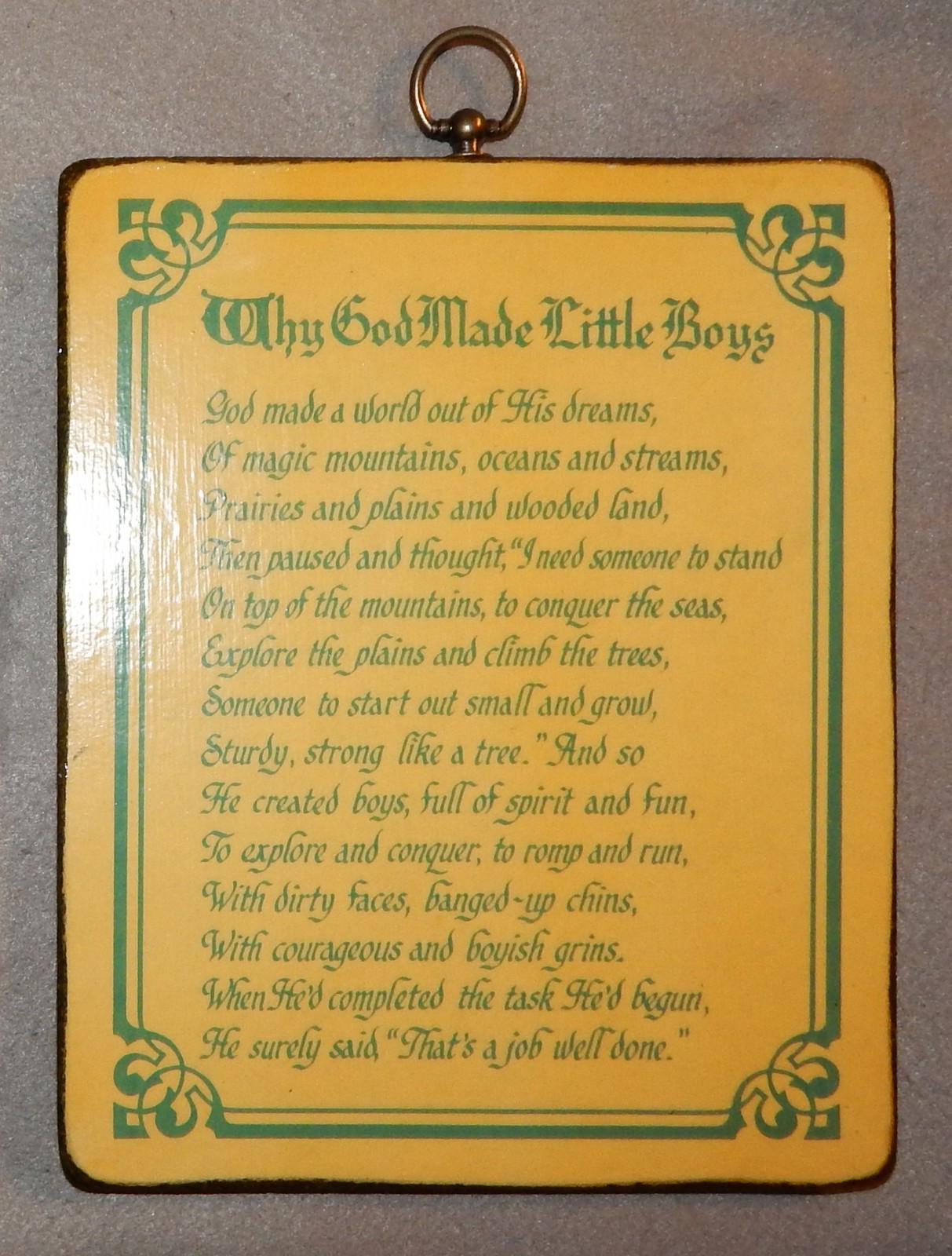 Vintage Why God Made Little Boys Poem on Wood Plaque (10