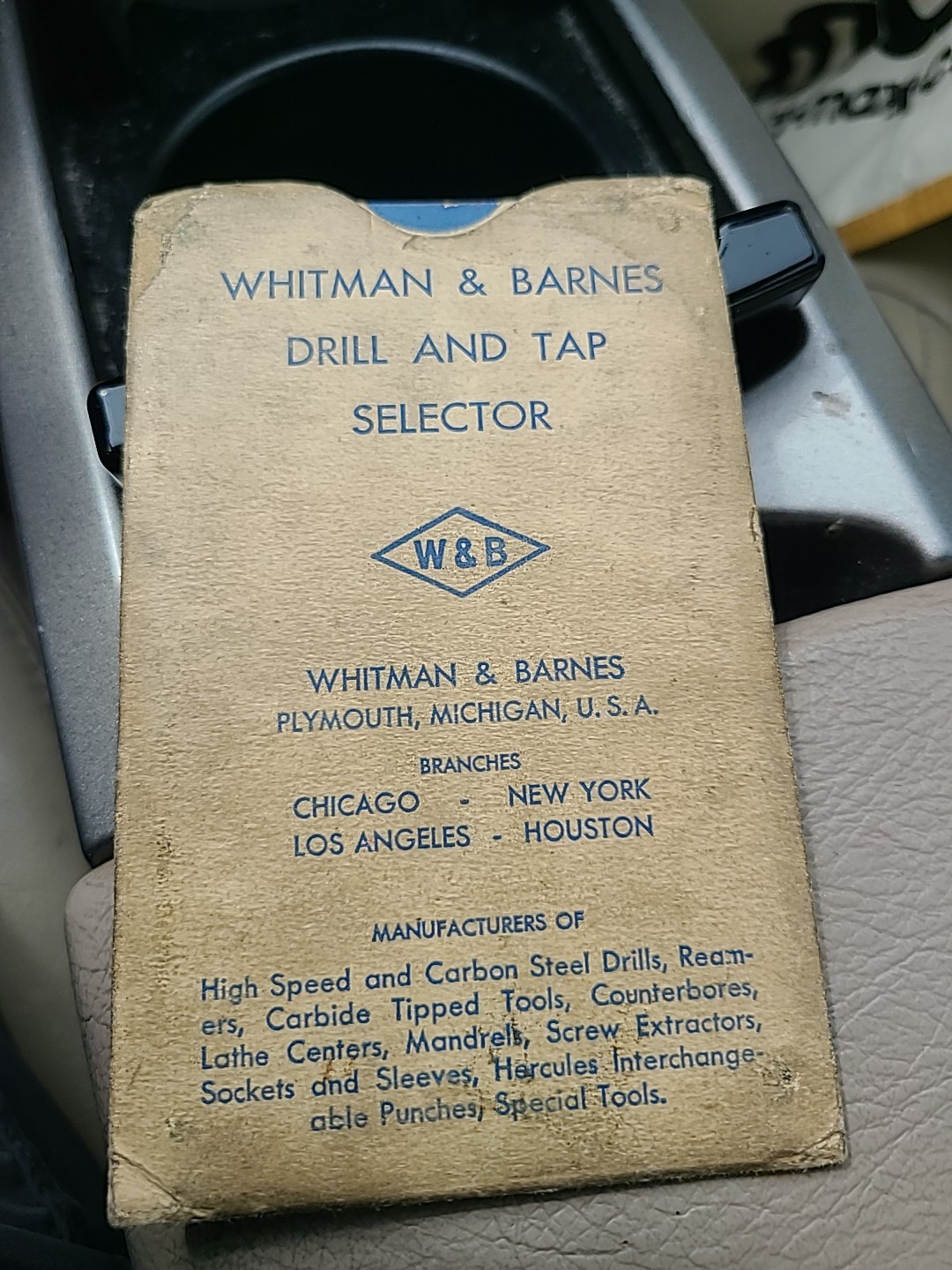 1  Whitman & Barnes Drill & Tap Selector Slide Rule Plymouth Michigan VTG