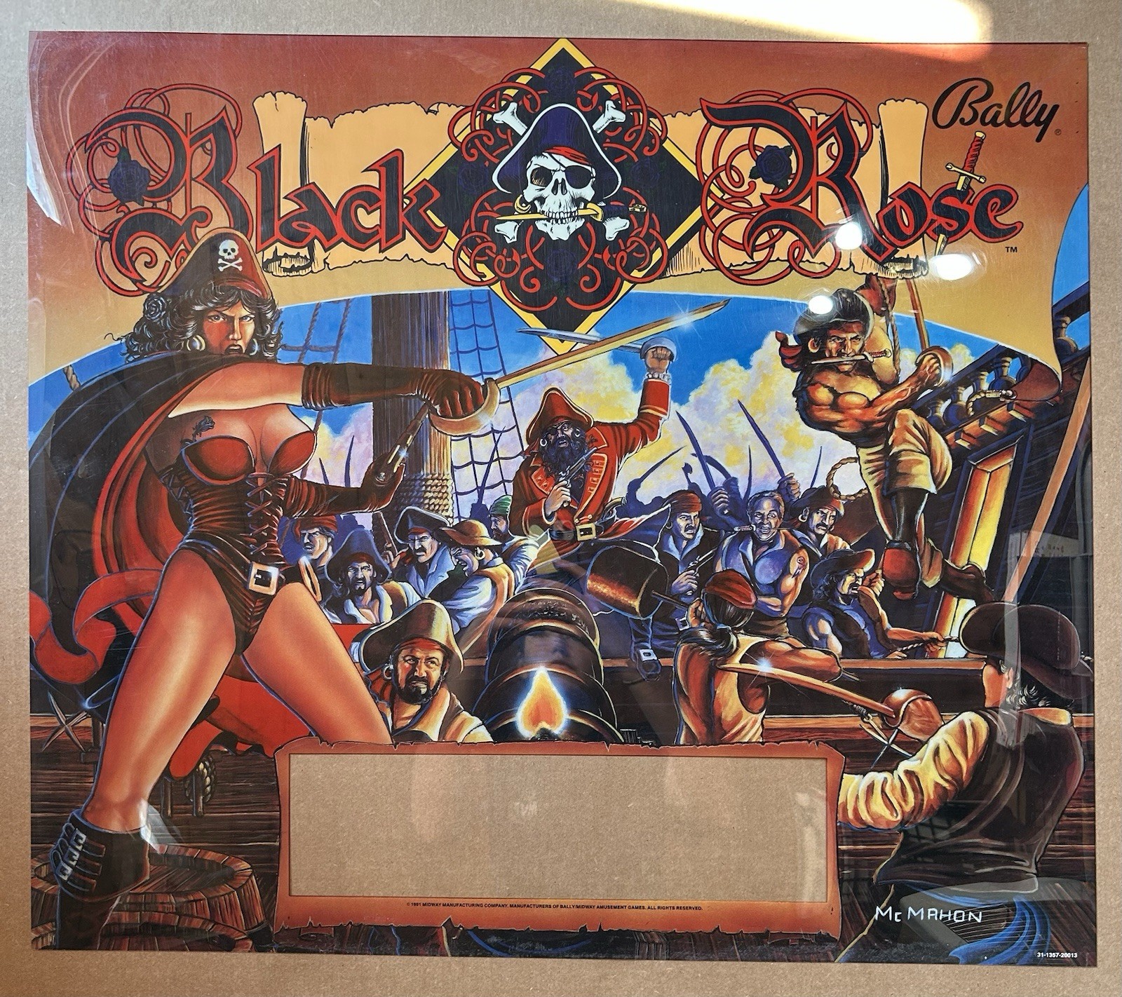 1992 Bally Black Rose Pinball Translite - NOS