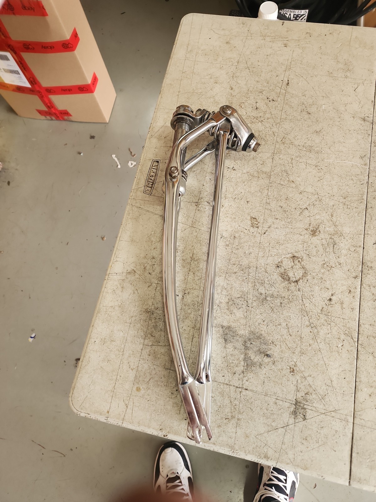 1998 1999 SCHWINN STINGRAY ORANGE KRATE CHROME SPRINGER FRONT FORK ASSEMBLY L$$K