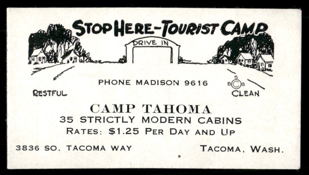 Vintage Camp Tahoma Cabins Washington Business Card