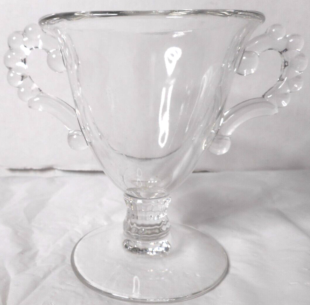 Imperial Glass Ohio Oval Candlewick Clear Open Sugar Bowl Footed Handles 4 1/4\