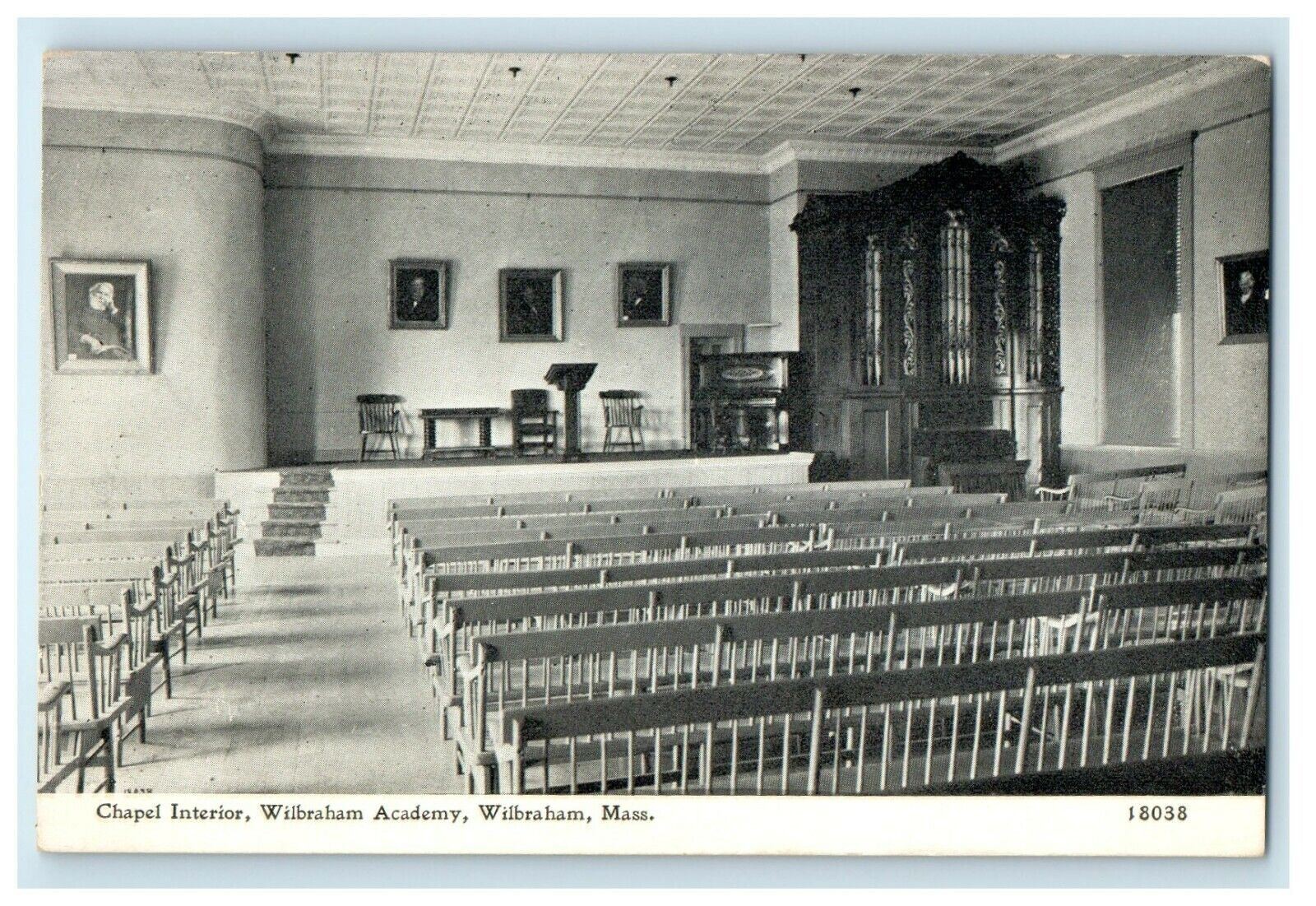 c1905 Chapel Interior Wilbraham Academy Wilbraham Massachusetts MA Postcard c1905 Chapel Interior Wilbraham Academy Wilbraham Massachusetts MA Postcard