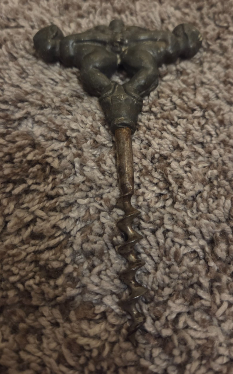 Weird Rare Antique Danish Art Deco Bronze Corkscrew est. 1920s Grapes