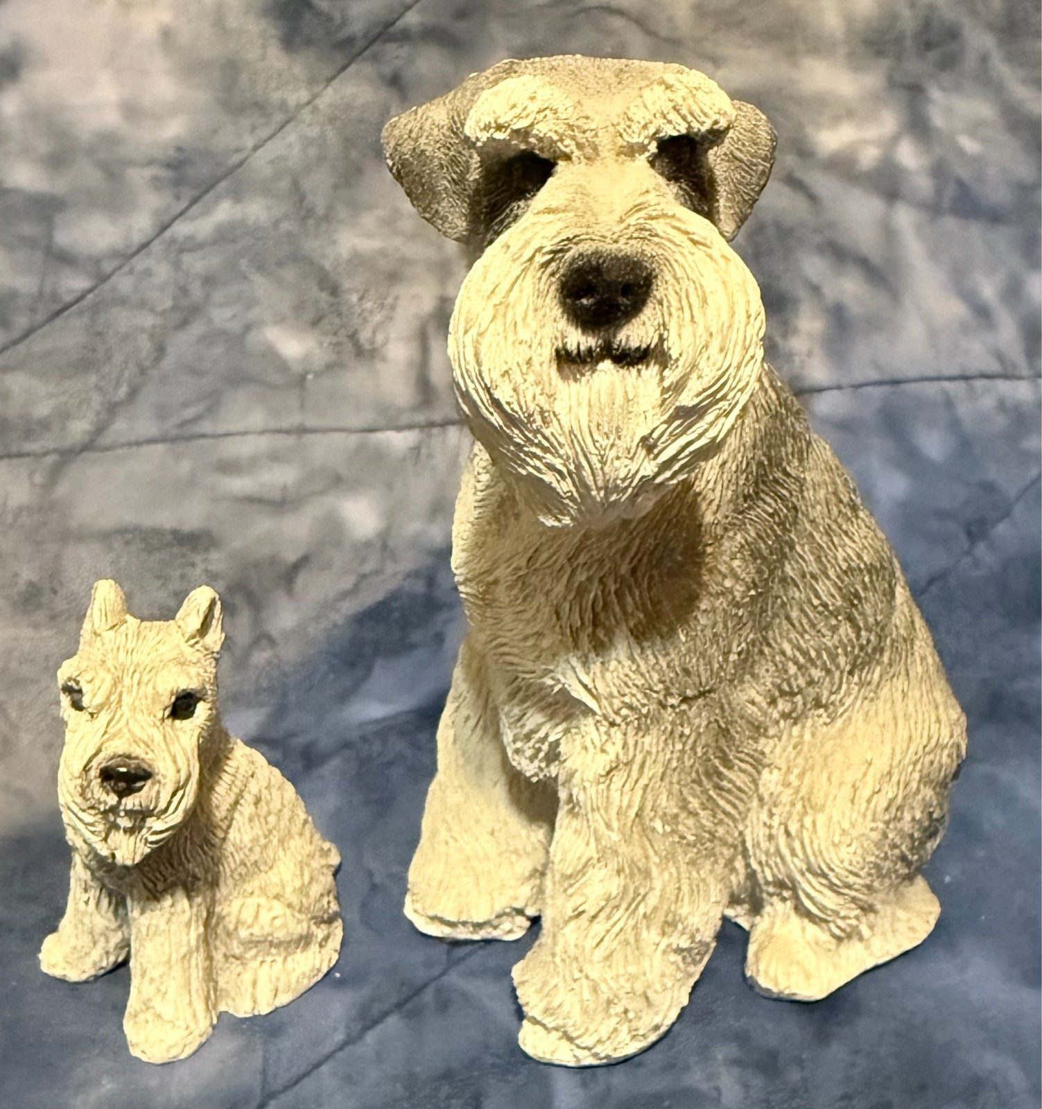 Vintage pair of 1980\'s Stone Critters Schnauzer pup and dad dog figurines Vintage pair of 1980\'s Stone Critters Schnauzer pup and dad dog figurines