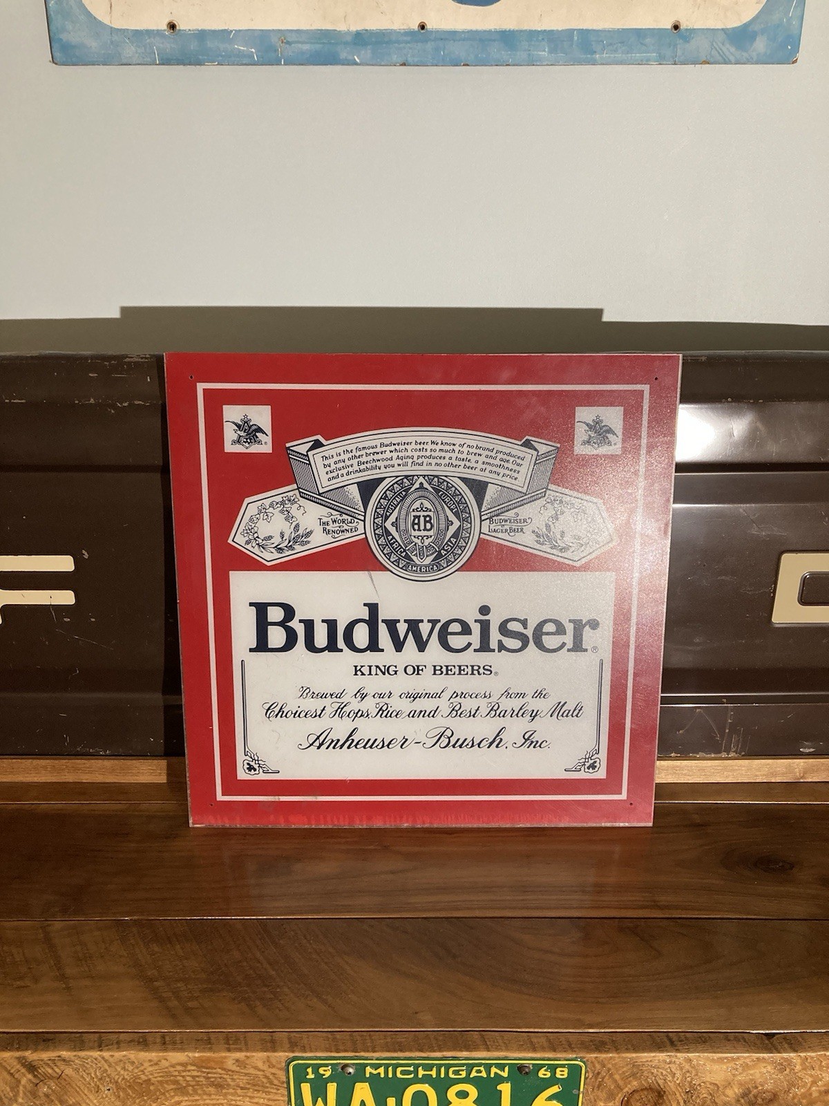 Vintage BUDWEISER Sign King Of Beers Large Plexiglass Advertising Display 24x24 Vintage BUDWEISER Sign King Of Beers Large Plexiglass Advertising Display 24x24
