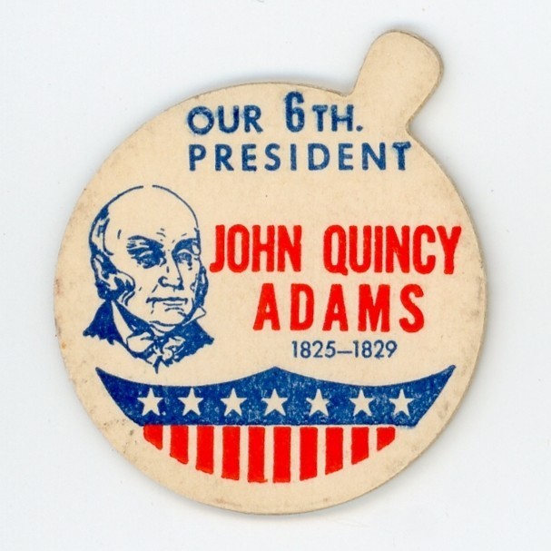 Milk Bottle Cap - Our 6th President - John Quincy Adams - 1825 - 1829 - side tab