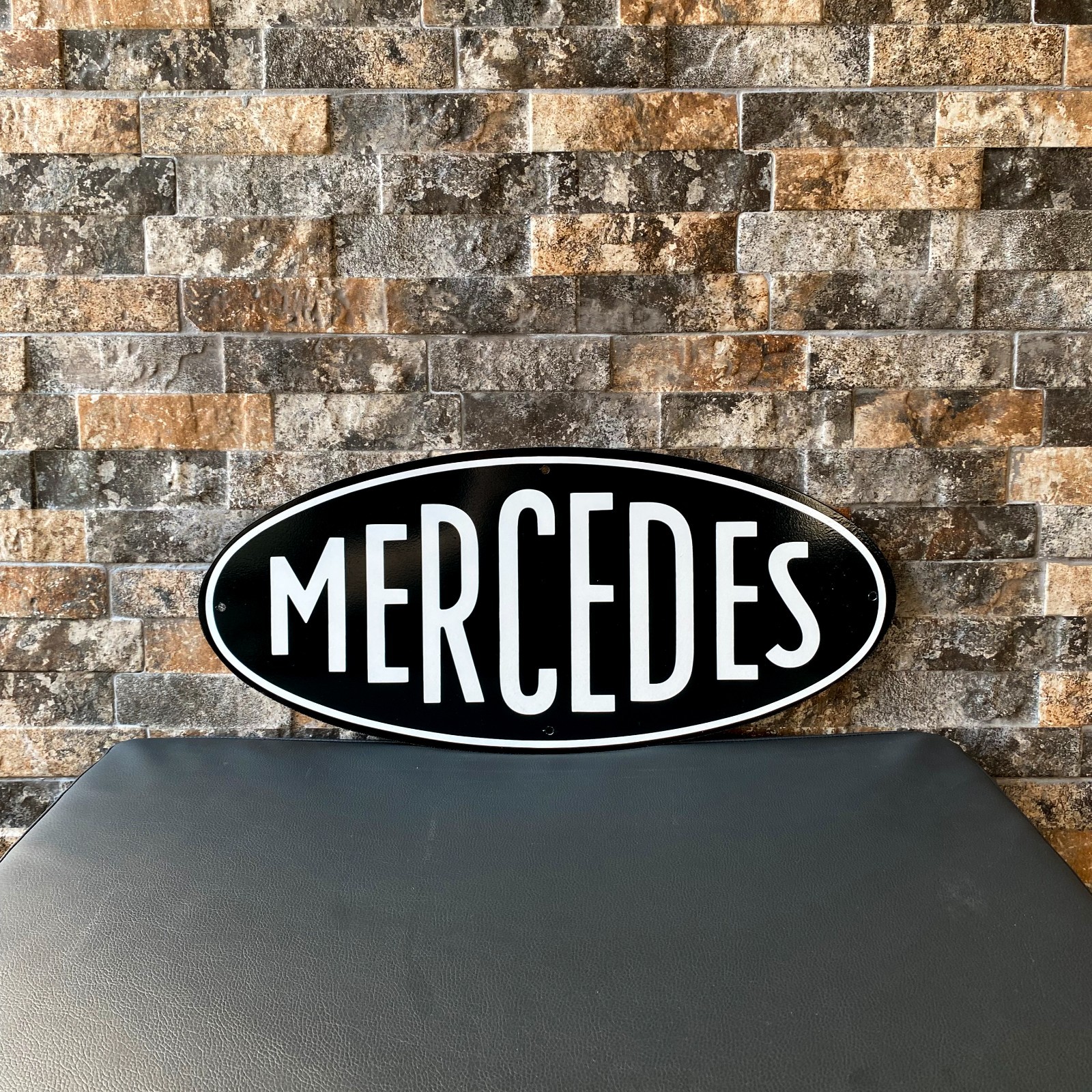1909 Mercedes-Benz Oval Emblem – First Official Logo Metal Sign  (20x45 cm)