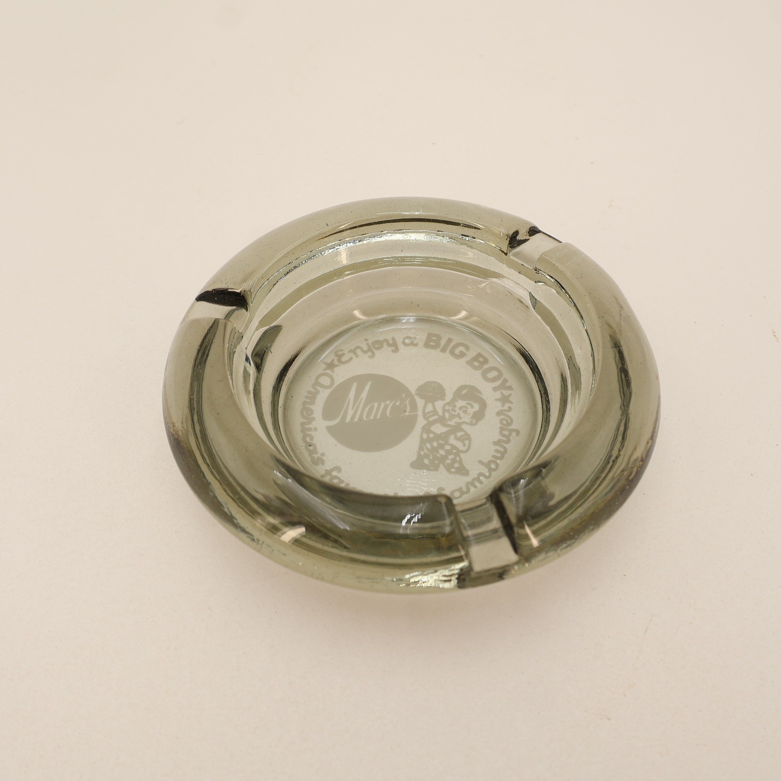 Vintage Marc's Big Boy Smoked Glass Ashtray Americas Favorite Hamburger Retro