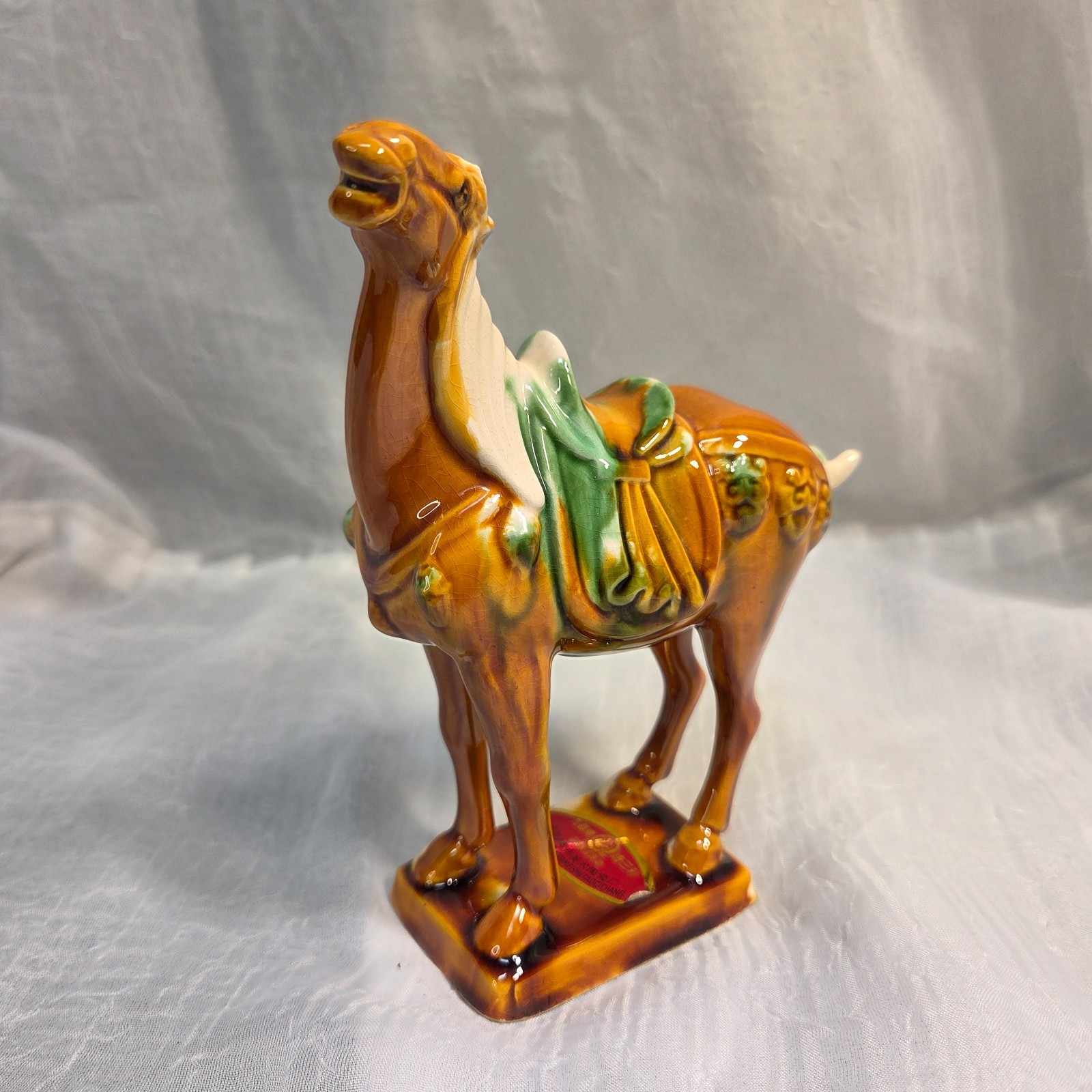 Vintage 1980's Jiudu Brand Tang Sancai Glazed Ceramic Horse Luoyang Factory Vintage 1980's Jiudu Brand Tang Sancai Glazed Ceramic Horse Luoyang Factory