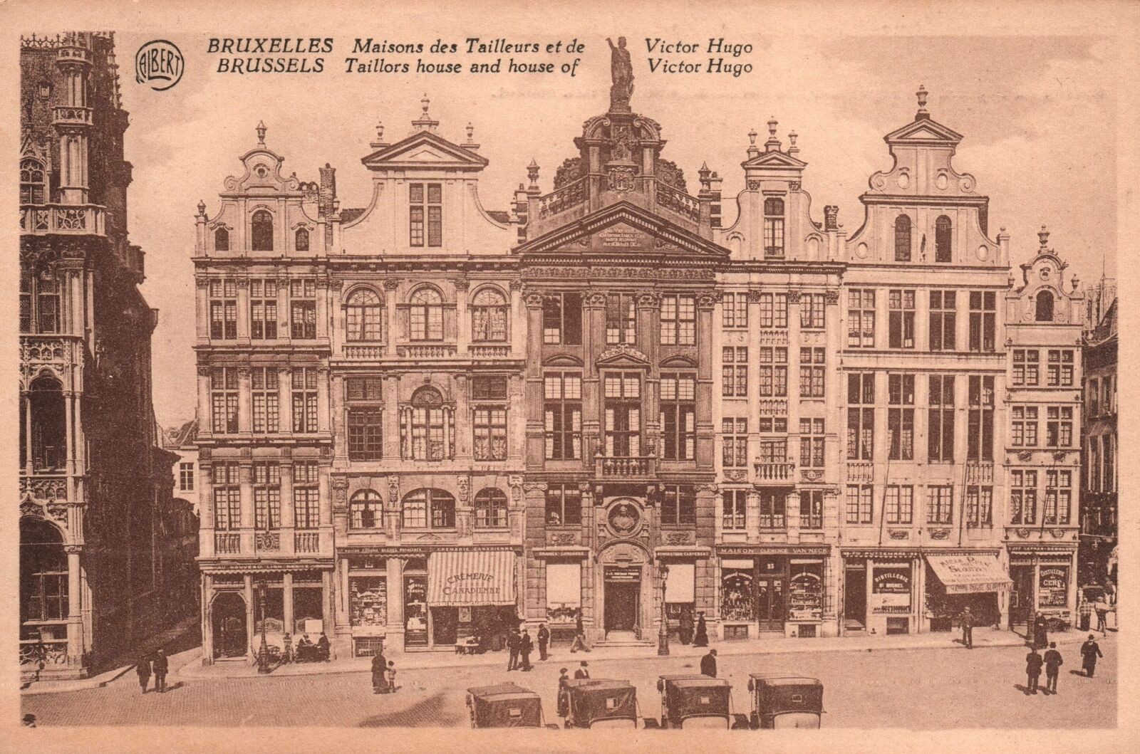 VINTAGE POSTCARD STREET SCENE TAILOR\'S HOUSE & VICTOR HUGO BRUSSELS c. 1910s