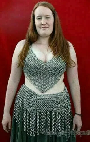 Medieval Chainmail Aluminum Butted Bra and Skirt Knight Armor for Women & Girls