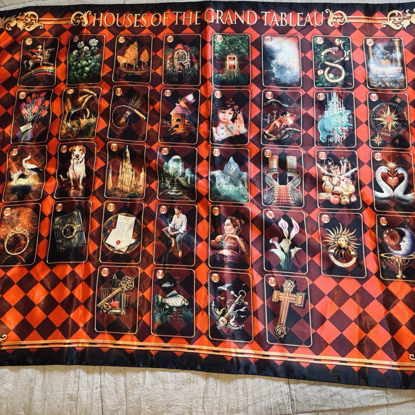 LENORMAND HOUSES OF THE GRAND TABLEAU SILKY CLOTH 35LX25W LENORMAND HOUSES OF THE GRAND TABLEAU SILKY CLOTH 35LX25W