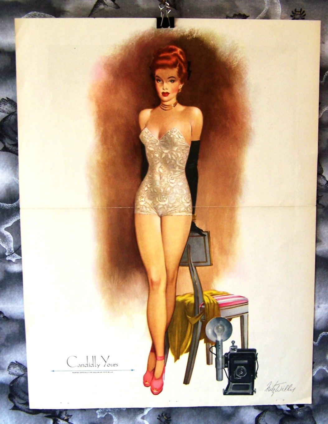 Vintage Jan 1948 Esquire Magazine Fritz Willis Pin Up Centerfod-- Candidly Yours