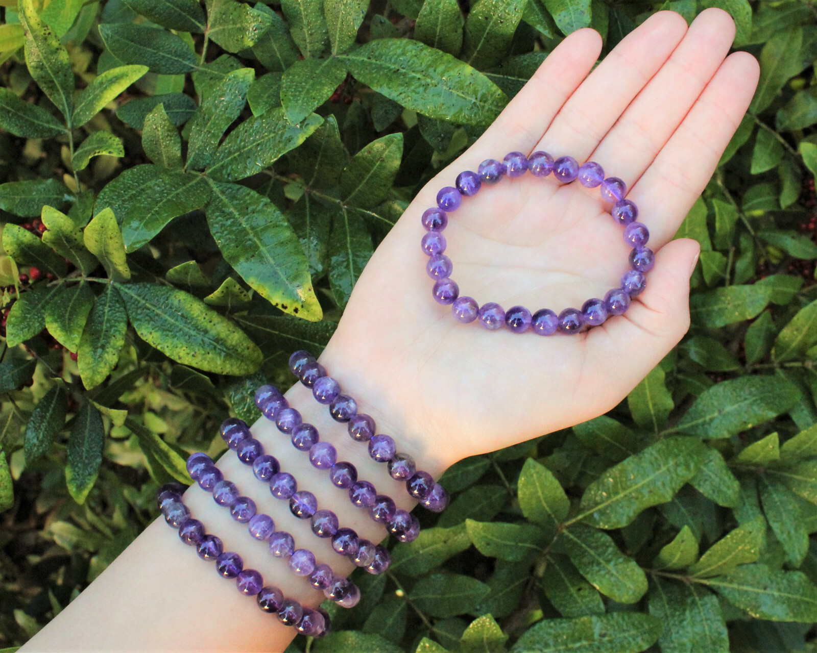 8 mm Bead Gemstone Bracelets: BUY 3 GET 1 FREE (Handmade, Stretch, Crystal)
