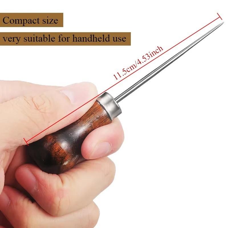 1PC Wood Handle Leather Awl Straight Stitching Punch Tool Leather Craft 1PC Wood Handle Leather Awl Straight Stitching Punch Tool Leather Craft