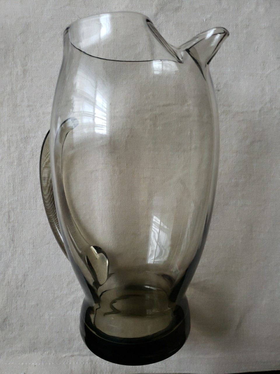 Vintage Smoked Gray Blown Glass Cocktail Martini Pitcher Mid Century Vase 8-1/2\