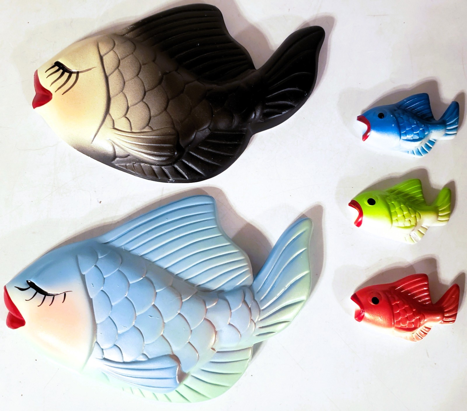 Vintage Miller Studio Chalkware Fish 1960’s Set Of 5 Wall Decor - NICE