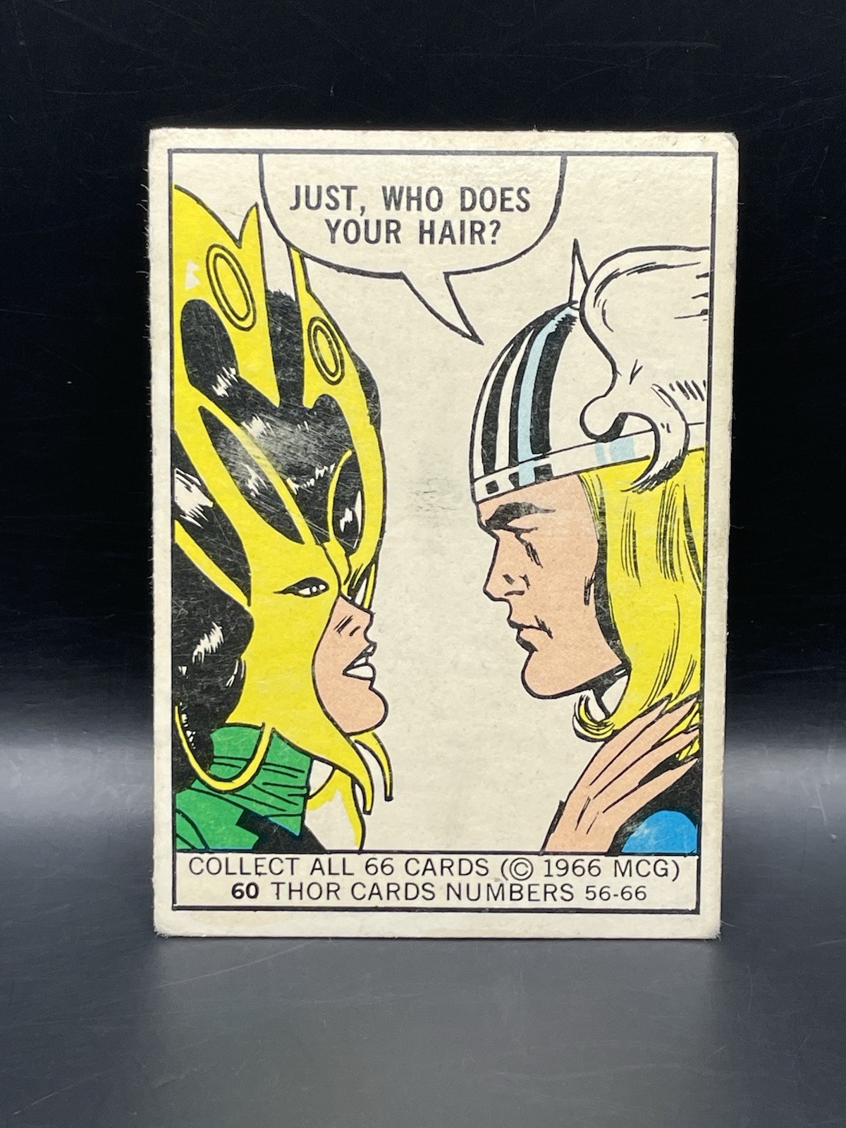 MCG 1966 Donruss Marvel Super Heroes #60 Thor “Just, Who Does Your Hair?” Card
