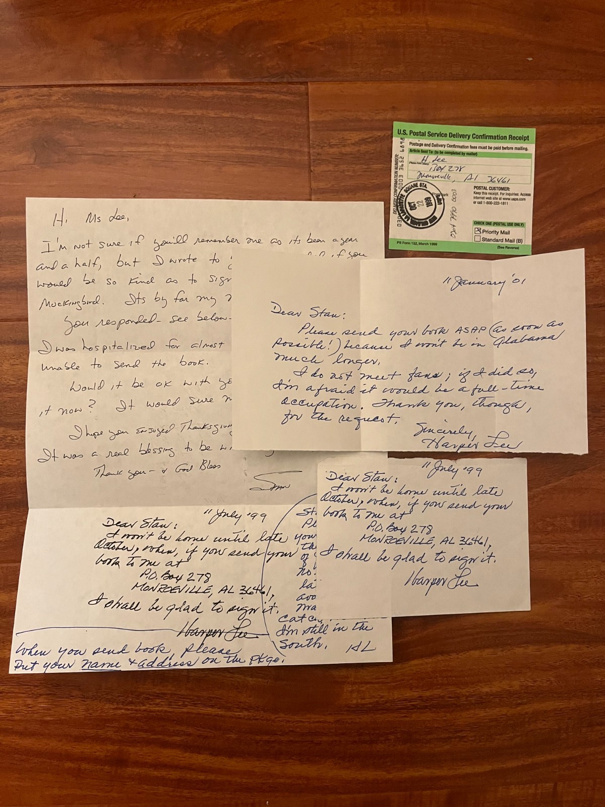 Harper Lee Handwritten Letters - Signed & Inscribed