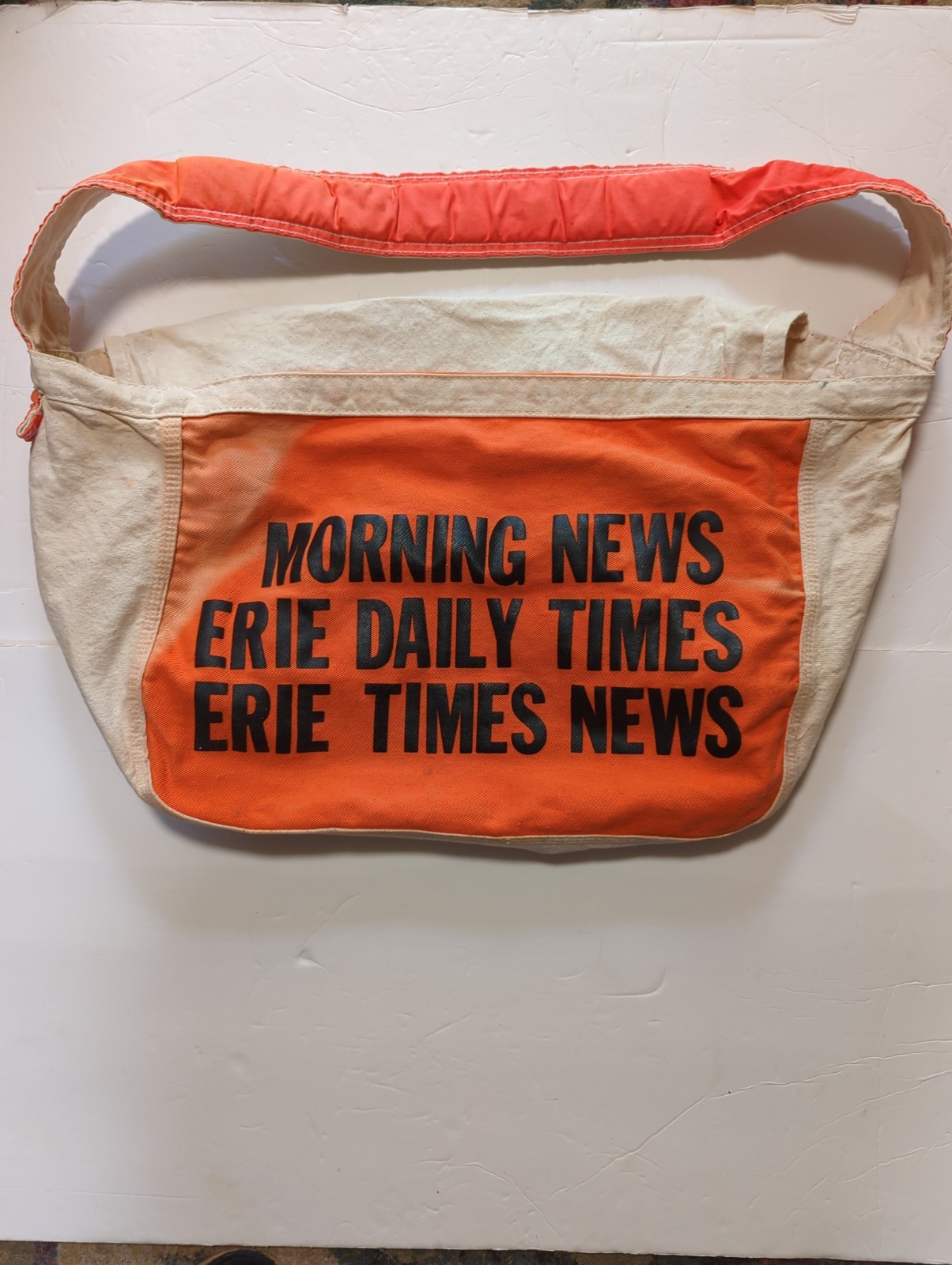Vintage Erie Daily Times Newspaper Carrier Canvas Delivery Bag